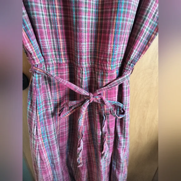 Vintage ORVIS Plaid Cotton Cottagecore Tradwife Homestead Dress with Pockets 16 - Picture 6 of 8